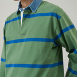 GRAMICCI LANGDON RUGBY SHIRT - OLIVE GREEN / BLUE