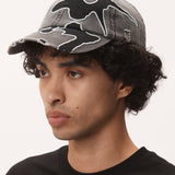 P.A.M LOCKE DENIM APPLIQUE BASEBALL CAP - FADED BLACK