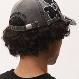 P.A.M LOCKE DENIM APPLIQUE BASEBALL CAP - FADED BLACK