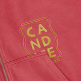 CANDICE HARLEQUIN WASHED ZIP HOODIE - RED