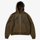 CANDICE RAZOR ZIP UP HOODIE - BROWN