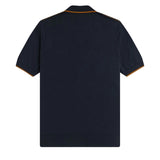 FRED PERRY TONIC WAFFLE KNITTED SHIRT - NAVY / SHADED STONE