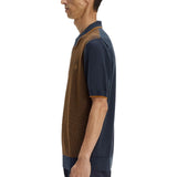 FRED PERRY TONIC WAFFLE KNITTED SHIRT - NAVY / SHADED STONE