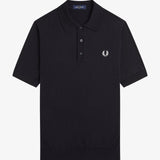FRED PERRY COTTON KNITTED SHIRT - BLACK