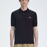 FRED PERRY COTTON KNITTED SHIRT - BLACK