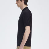 FRED PERRY COTTON KNITTED SHIRT - BLACK