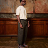 LOWF KYOTO BOX PLEAT PANTS - EARTH OLIVE