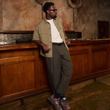 LOWF KYOTO BOX PLEAT PANTS - EARTH OLIVE