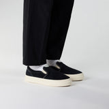 STEPNEY WORKERS CLUB LISTER OPTICAL SUEDE SLIP/ON - BLACK / WHITE