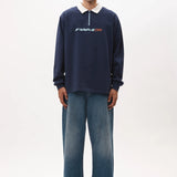 P.A.M HOWL HALF ZIP RUGBY JERSEY - NAVY