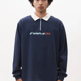 P.A.M HOWL HALF ZIP RUGBY JERSEY - NAVY