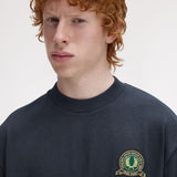 FRED PERRY TENNIS BADGE HEAVYWEIGHT SS TSHIRT - NAVY