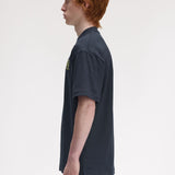 FRED PERRY TENNIS BADGE HEAVYWEIGHT SS TSHIRT - NAVY