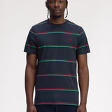 FRED PERRY FINE STRIPE SS TSHIRT - NAVY
