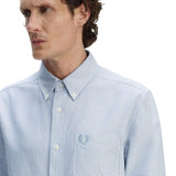 FRED PERRY OXFORD STRIPE BUTTON DOWN SHIRT - BLUE / WHITE