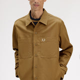 FRED PERRY TWILL COTTON OVERSHIRT - SHADED STONE