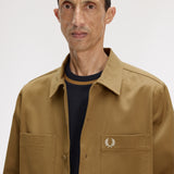 FRED PERRY TWILL COTTON OVERSHIRT - SHADED STONE