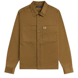 FRED PERRY TWILL COTTON OVERSHIRT - SHADED STONE