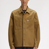 FRED PERRY TWILL COTTON OVERSHIRT - SHADED STONE