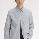 FRED PERRY STRIPED SEERSUCKER ZIP THRU OVERSHIRT - BLUE / WHITE