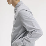 FRED PERRY STRIPED SEERSUCKER ZIP THRU OVERSHIRT - BLUE / WHITE