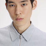 FRED PERRY STRIPED SEERSUCKER ZIP THRU OVERSHIRT - BLUE / WHITE