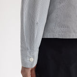FRED PERRY STRIPED SEERSUCKER ZIP THRU OVERSHIRT - BLUE / WHITE