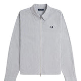 FRED PERRY STRIPED SEERSUCKER ZIP THRU OVERSHIRT - BLUE / WHITE