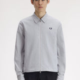 FRED PERRY STRIPED SEERSUCKER ZIP THRU OVERSHIRT - BLUE / WHITE
