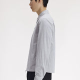 FRED PERRY STRIPED SEERSUCKER ZIP THRU OVERSHIRT - BLUE / WHITE