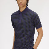 FRED PERRY GEOMETRIC POLO SHIRT - TWILIGHT NAVY