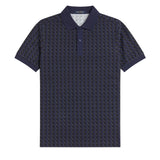 FRED PERRY GEOMETRIC POLO SHIRT - TWILIGHT NAVY