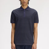 FRED PERRY GEOMETRIC POLO SHIRT - TWILIGHT NAVY
