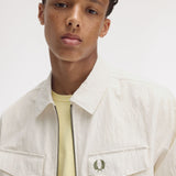 FRED PERRY REVERSE ZIP THROUGH OVERSHIRT / JACKET - LIGHT ECRU