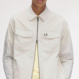 FRED PERRY REVERSE ZIP THROUGH OVERSHIRT / JACKET - LIGHT ECRU