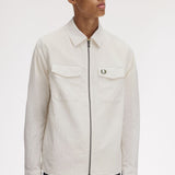 FRED PERRY REVERSE ZIP THROUGH OVERSHIRT / JACKET - LIGHT ECRU