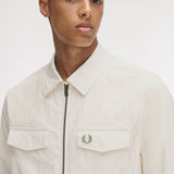 FRED PERRY REVERSE ZIP THROUGH OVERSHIRT / JACKET - LIGHT ECRU