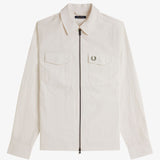 FRED PERRY REVERSE ZIP THROUGH OVERSHIRT / JACKET - LIGHT ECRU