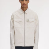 FRED PERRY REVERSE ZIP THROUGH OVERSHIRT / JACKET - LIGHT ECRU