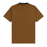 FRED PERRY FINE STRIPE HEAVYWEIGHT SS TSHIRT - BLACK / SHADED STONE