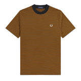 FRED PERRY FINE STRIPE HEAVYWEIGHT SS TSHIRT - BLACK / SHADED STONE