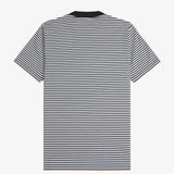 FRED PERRY FINE STRIPE HEAVYWEIGHT SS TSHIRT - NAVY SNOW WHITE