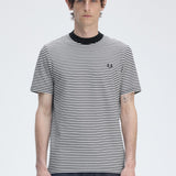 FRED PERRY FINE STRIPE HEAVYWEIGHT SS TSHIRT - NAVY SNOW WHITE