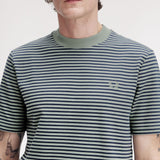 FRED PERRY FINE STRIPE HEAVYWEIGHT SS TSHIRT - BAYLEAF