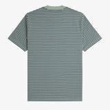 FRED PERRY FINE STRIPE HEAVYWEIGHT SS TSHIRT - BAYLEAF