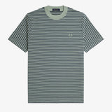 FRED PERRY FINE STRIPE HEAVYWEIGHT SS TSHIRT - BAYLEAF