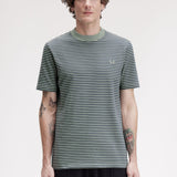 FRED PERRY FINE STRIPE HEAVYWEIGHT SS TSHIRT - BAYLEAF
