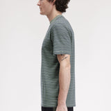 FRED PERRY FINE STRIPE HEAVYWEIGHT SS TSHIRT - BAYLEAF