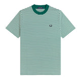 FRED PERRY FINE STRIPE HEAVYWEIGHT SS TSHIRT - SPORT GREEN