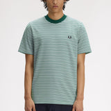 FRED PERRY FINE STRIPE HEAVYWEIGHT SS TSHIRT - SPORT GREEN